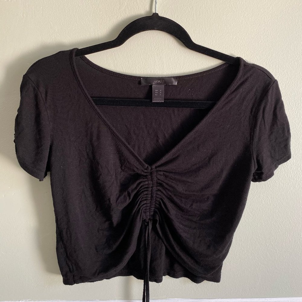 Black Ruched Crop Top